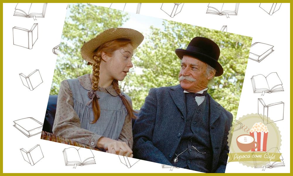 Cena clássica do filme Anne of Green Gables de 1985 com Matthew Cuthbert e Anne Shirley na charrete