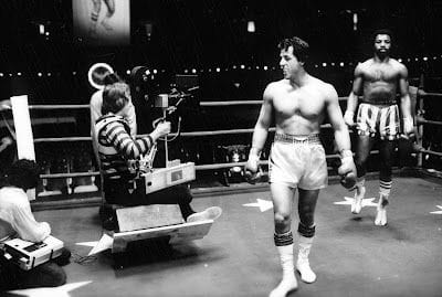 Sylvester Stallone nos bastidores das filmagens de Rocky