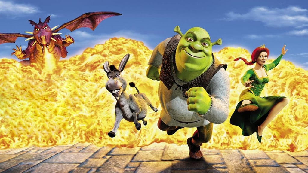 Shrek e o Burro na animação clássica de 2001 da DreamWorks