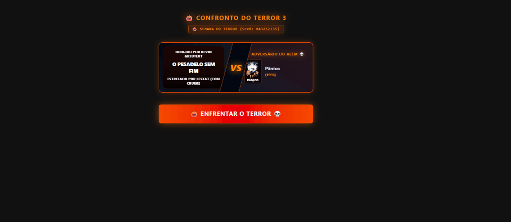 Confronto direto no modo Duelo do Terror entre O Pesadelo Sem Fim e Pânico no Obra-Prima