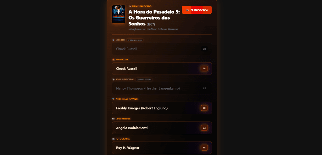 Escalação de equipe de terror com A Hora do Pesadelo 3 e Freddy Krueger no jogo Obra-Prima