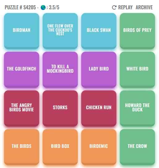 Interface do jogo de navegador Cine2Nerdle mostrando o desafio de conectar filmes por atores, diretores e outros profissionais do cinema.